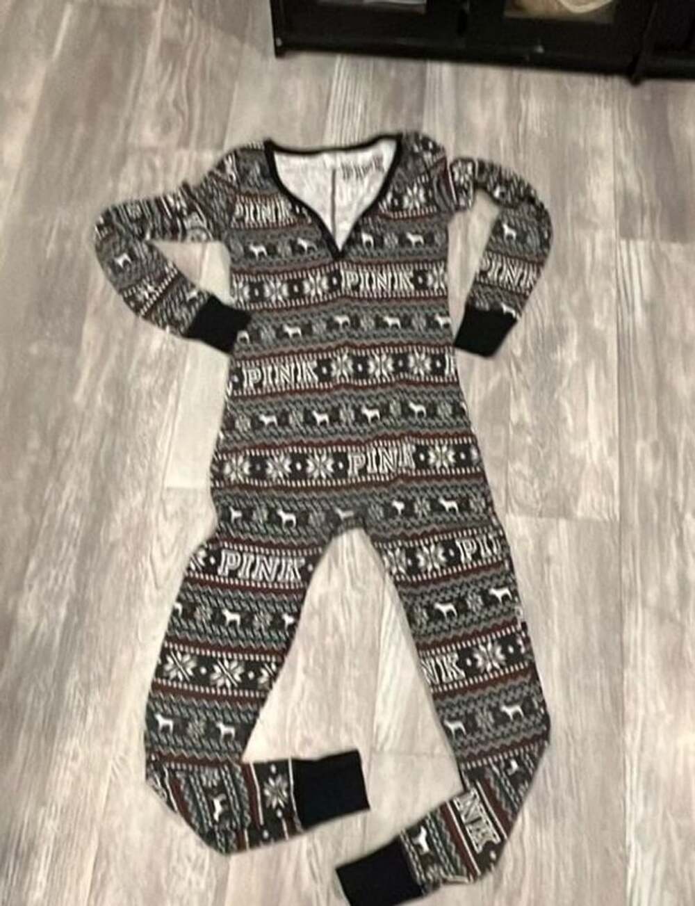Victoria's Secret PINK Christmas Fair Isle Thermal Onesie Pajamas